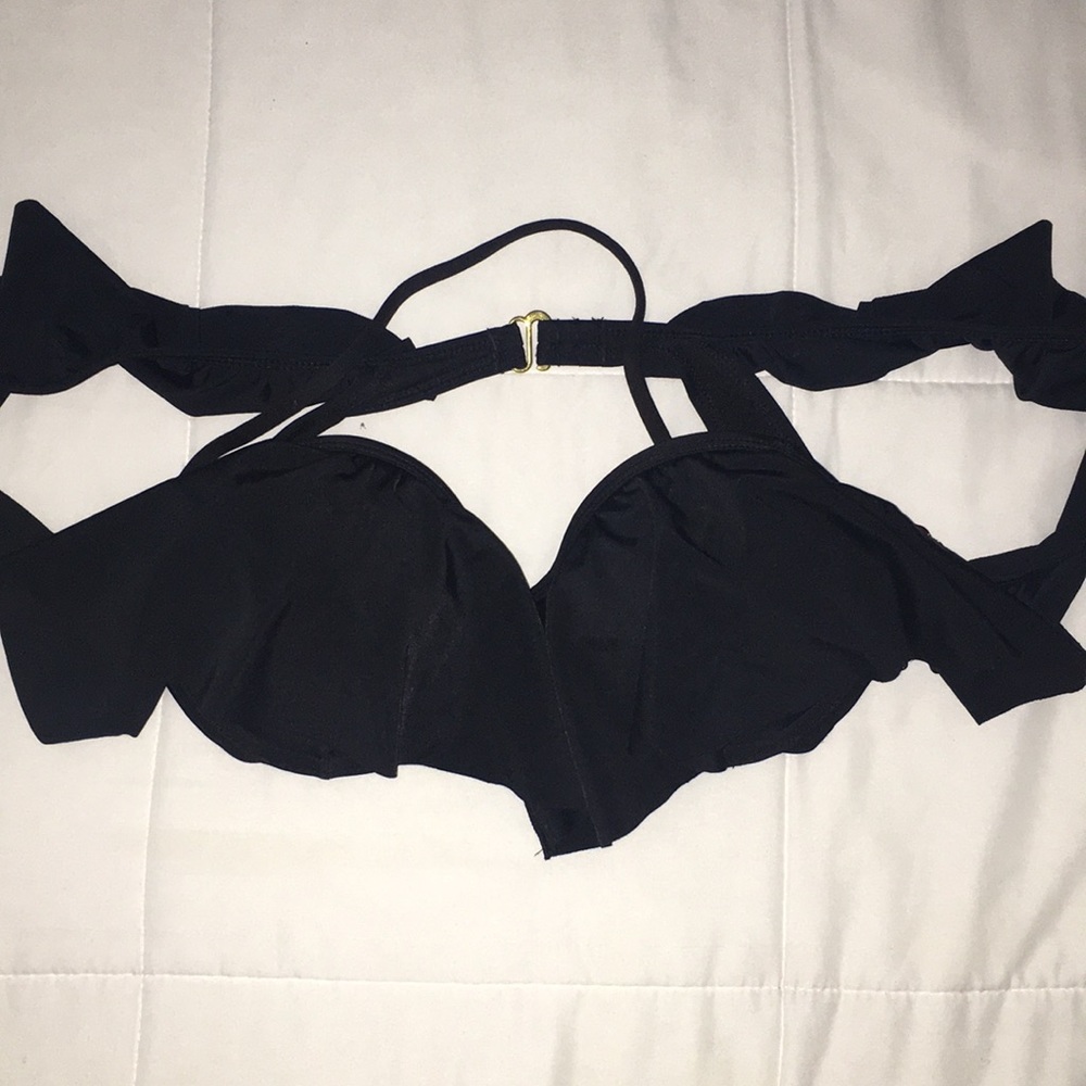 Black halter bathing suit top with sleeves size L